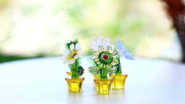 ★Hiroass★asian ★interior　GlassFlower　set Edo Kiriko Glass Tumbler Sake Beer Cup Green Pink Lily flower